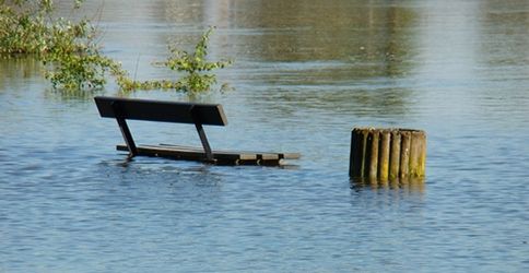Bank im Hochwasser Bank im Hochwasser